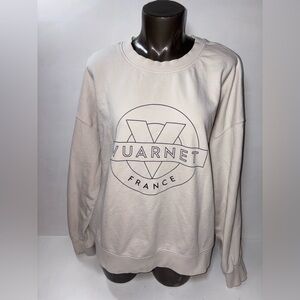 Vuarnet France x Hyba Oversized Cream Logo Sweatshirt - Size Large"